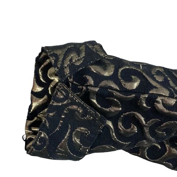 Chicos Blazer Womens Size 2 US 12 Gold Foil Party Holiday Work Office Jacket - Picture 14 of 16